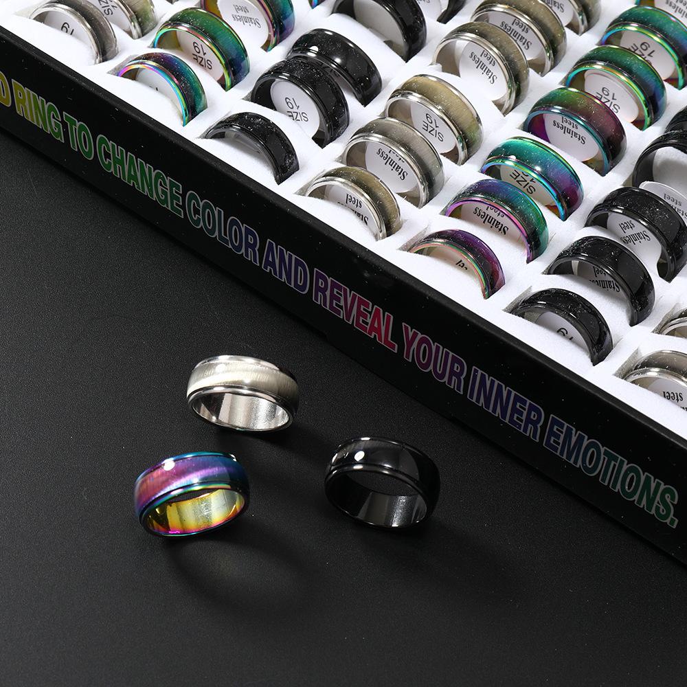 Men's Stainless Steel Sand Cat's Eye Titanium Ring - Creative Color Plated Design