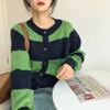Autumn and Winter Fashion Loose Striped Knitted Cardigan Women's Casual Single-breasted Sweater Female