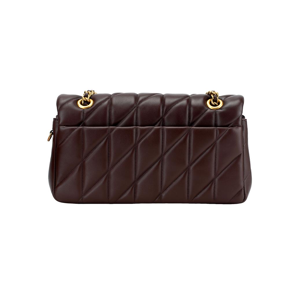 Coach Women's Quilted Leather Shoulder Bag, Large Capacity C Logo Flap Chain Crossbody Bag, Fashionable for Daily Commute & Shopping CP150-B4MPL