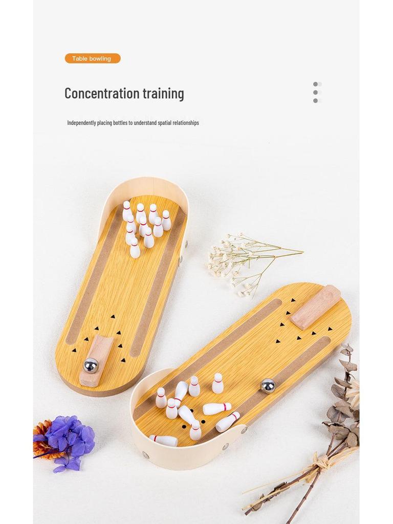 Wooden Mini Bowling Set for Toddlers: Parent-Child Interactive Educational Rolling Ball Game