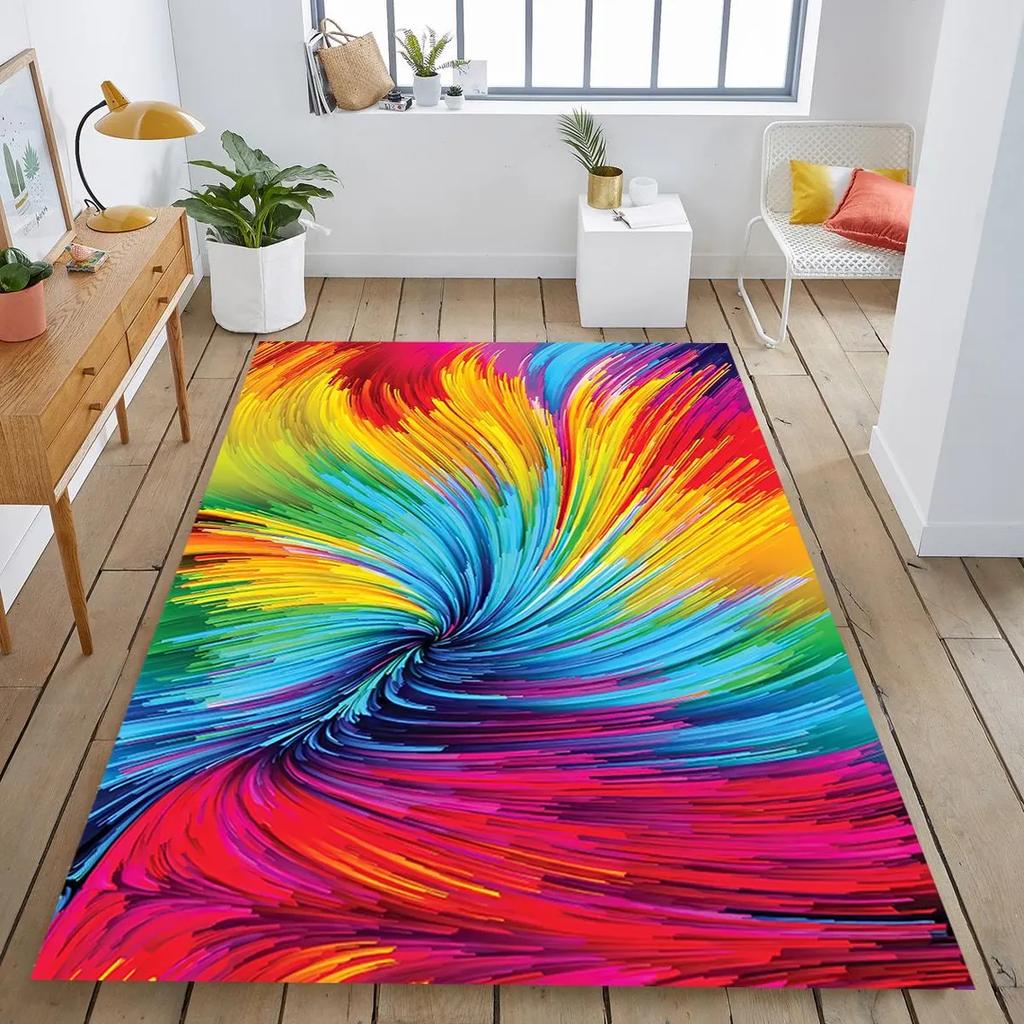 Multicolor Abstract Rug Modern Washable Polyester Floor Mat Home Bedroom Decorative Rug Floor Entrance Mat