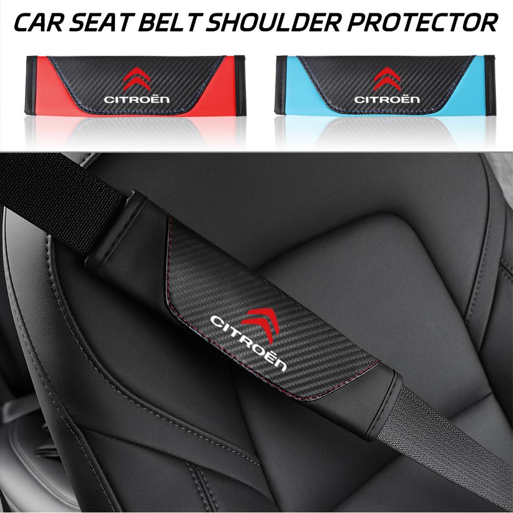 2pcs Leather Car Styling Seat Belt Cover Seatbelt Shoulder Strap Protector Pads For Citroen C3 C4 Picasso C4L C5 C-ELYSEE C6 DS4