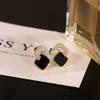 New Trending Black Geometric Square Stud Earrings for Women  Fashion High Sense Zircon Korean Earrings Designer Luxury Jewelry