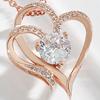 Women Necklace Rhinestone Hollow Heart Pendant Neck Decoration Jewelry Adjustable Prom Party Dating Clavicle Necklace