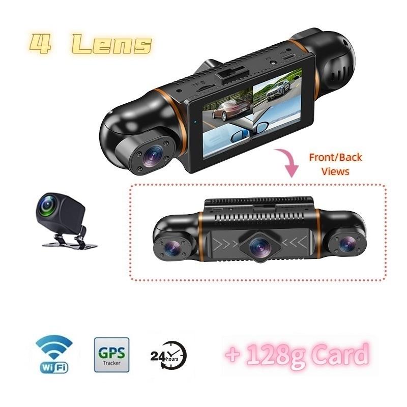 

4-канальный автомобильный видеорегистратор высокой четкости 1080P с возможностью подключения к мобильной сети WIFI, позиционированием GPS и круглосуточным мониторингом парковки 4 Lens+WIFI+GPS+24H+128G чёрный
