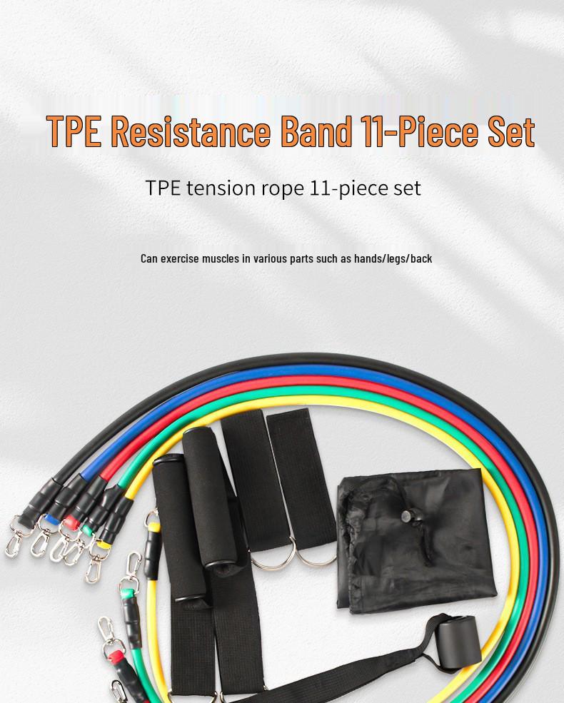 11-Piece Adjustable Resistance Band Set for Strength Training and Chest Expansion