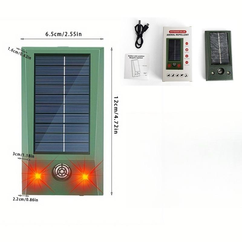Solar Animal Repeller with LED Flash & Ultrasonic - Portable Pest Control for Mice, Cats & Dogs