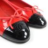 Chanel Ballet Shoes COCO Mark Two-tone Flats Red Black Patent Leather 36 G02819 Used