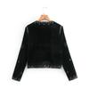 2026 Womens Velvet Embroidered Coat Versatile Casual Outerwear V-Neck Long Sleeve Loose Fit All-Match Daily Wear