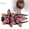 Women Elegant Flexible Rhinestone Flower Hair Clip Hairpin Claw Gift