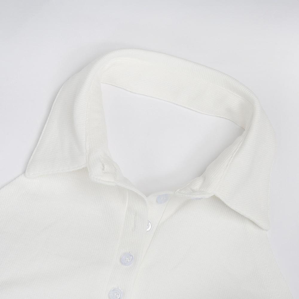 Sexy Knopf Tief V-Ausschnitt Ärmellos Sommer Weißes Crop Top Rückenfrei Damen Neckholder Tanktop Club Streetwear Lässige Oberteile