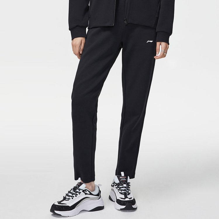 Li Ning Casual Straight Leg Knitted Sports Pants Women Pants Black AKLR004-1
