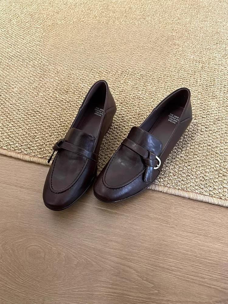 Coarse Heel Retro-style Women's New Trendy All-purpose Slip-on Leather Shoes