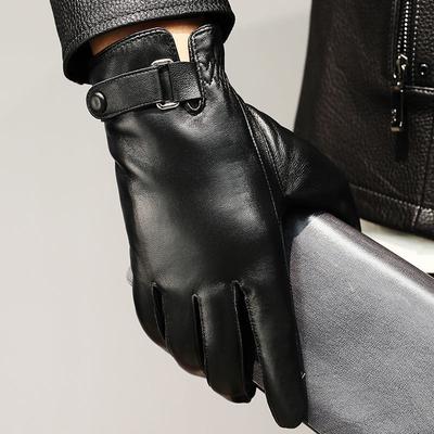 Γάντια Ανδρικά από Γνήσιο Δέρμα Προβάτου Μοντέρνα Γάντια Οδήγησης Ιππασίας Χειμερινά Ζεστά με Επένδυση Βελούδου Αθλητικά Γάντια για Άνδρες
