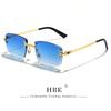 Occhiali da Sole HBK Senza Montatura Quadrati Donna Retro Metallo Occhiali da Sole Uomo Lusso Festa Business Lenti Sfumate Stile Estate 2024