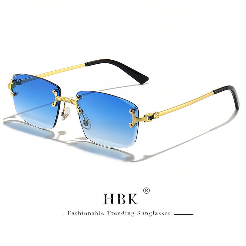 Occhiali da Sole HBK Senza Montatura Quadrati Donna Retro Metallo Occhiali da Sole Uomo Lusso Festa Business Lenti Sfumate Stile Estate 2024