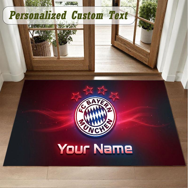 Crystal Velvet Square Rug Custom NameBayern Munich Pattern Non Slip Home Floor Decor Rug