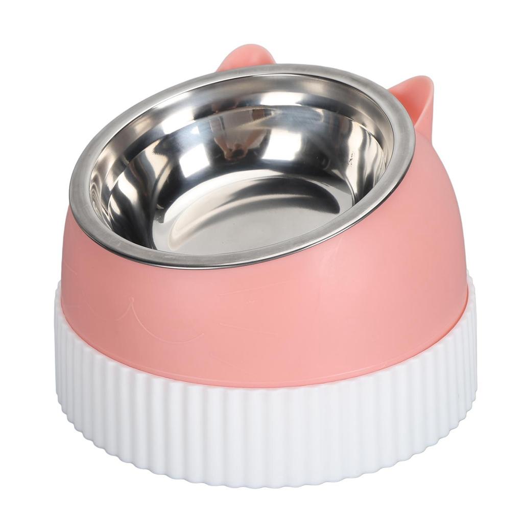 Raised Cat Bowl 15 Degrees  Tilted Anti Slip Plastic Slower Feeder Cat Food Dual Bowls for Cats and Puppy