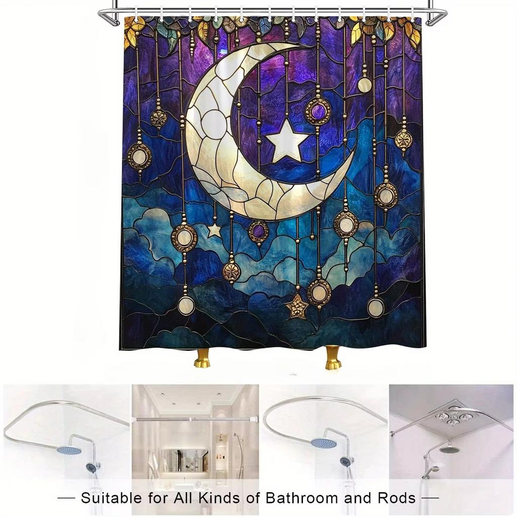 Diverse Style Shower Curtain With Hooks Easy Hang Waterproof Easy Clean For Home Hotel Apartment Bathroom