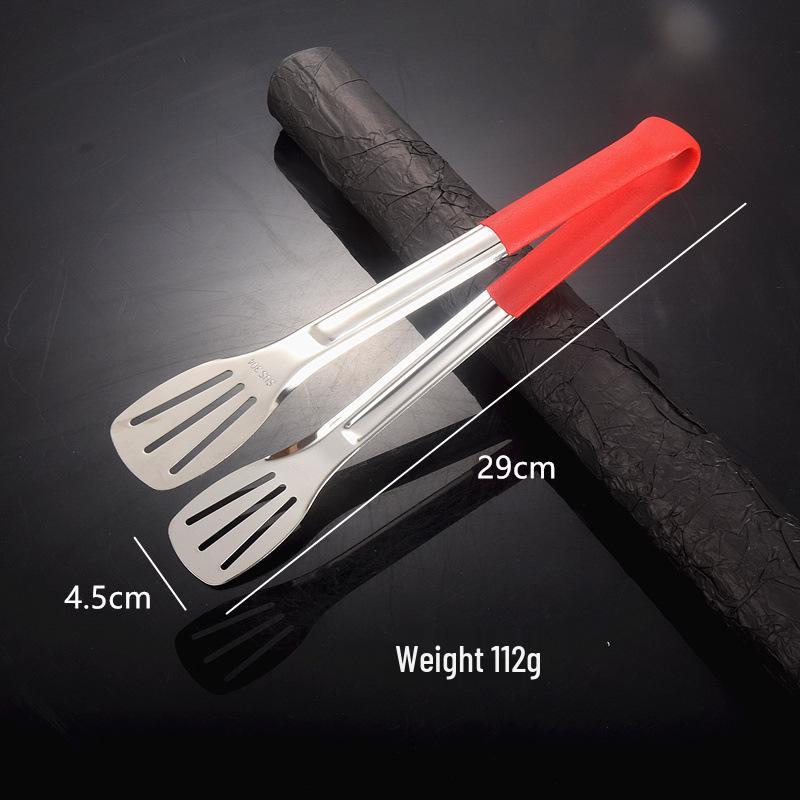 304 Edelstahl Hochtemperatur-Beständig Lebensmittelzange mit Verbrühschutz Rotem Gummi-Griff
