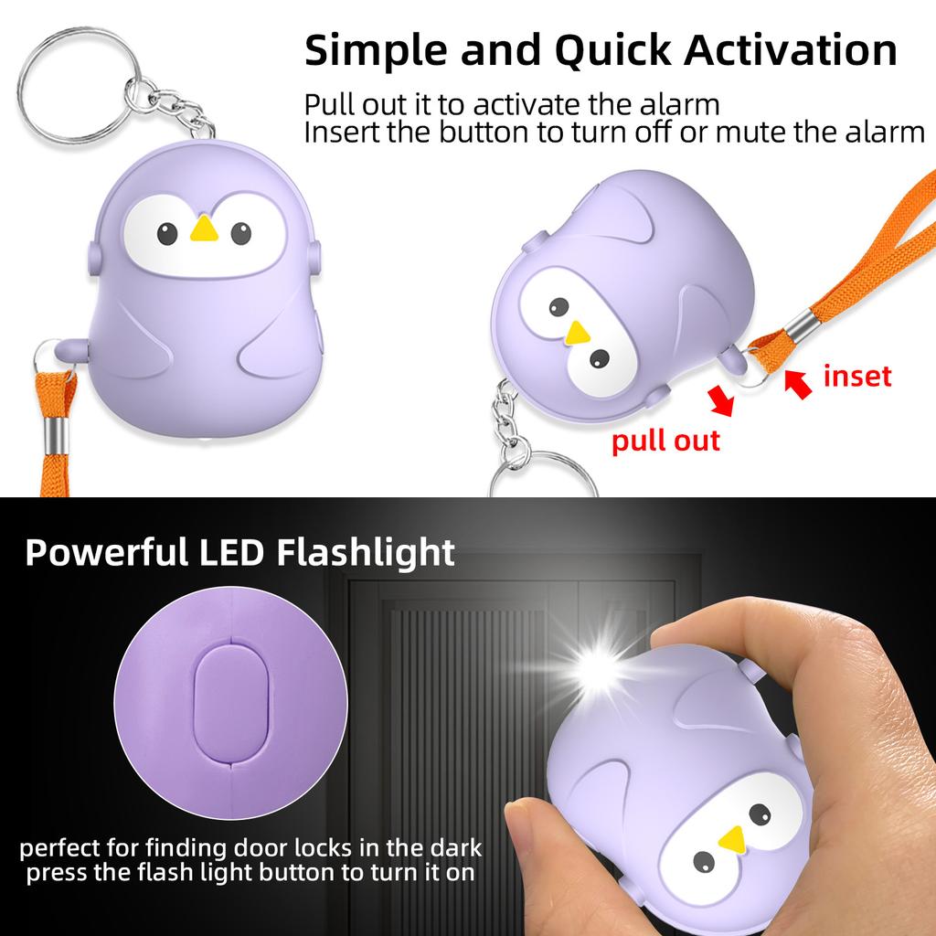 Cute Personal Safety Alarm Keychain for Women Kids Children Elderly 130dB Loud Portable SOS Emergency Device Self Defense Tool 3
