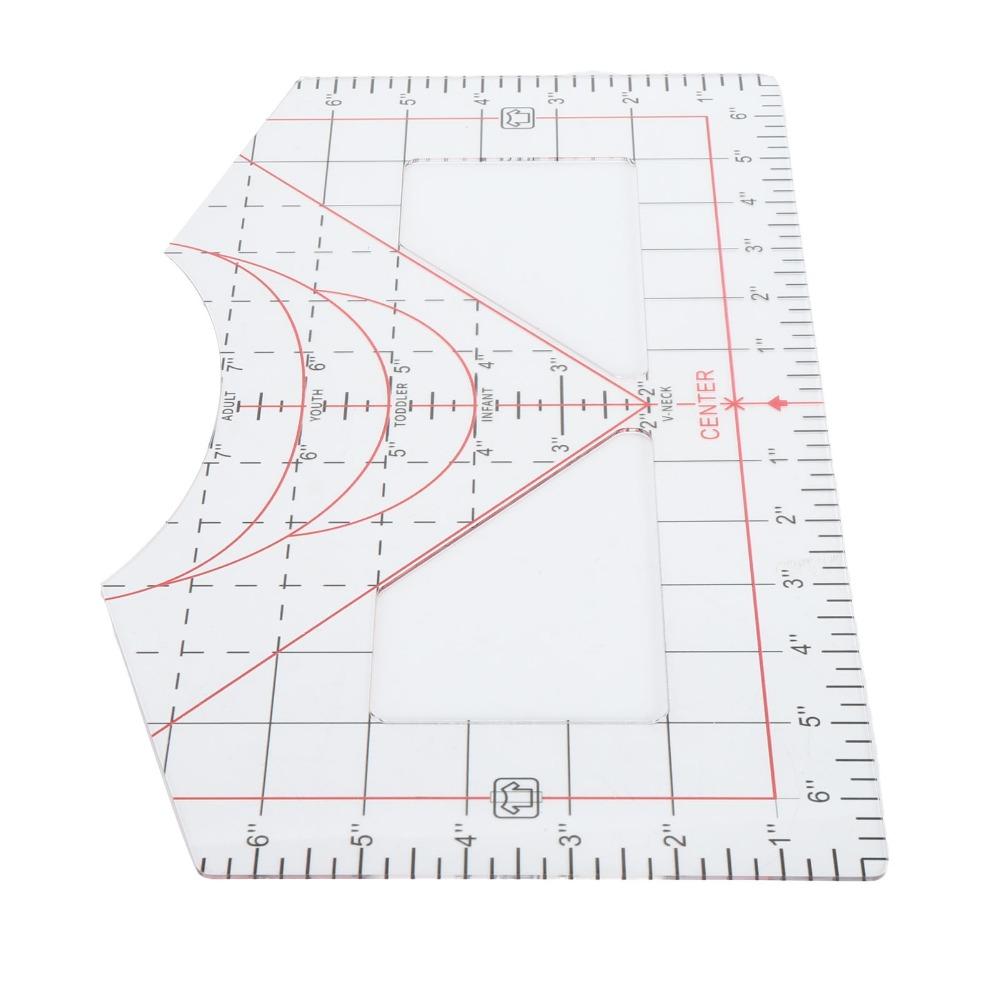 Transparent T-Shirt Ruler Neckline Alignment Garment Sewing Ruler  Garment Sewing