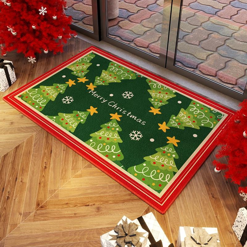 VIKAMA Christmas Durable Anti-Slip Floor Mat for Bedroom, Living Room, Entrance Door - Washable, Non-Greasy, Home Decoration