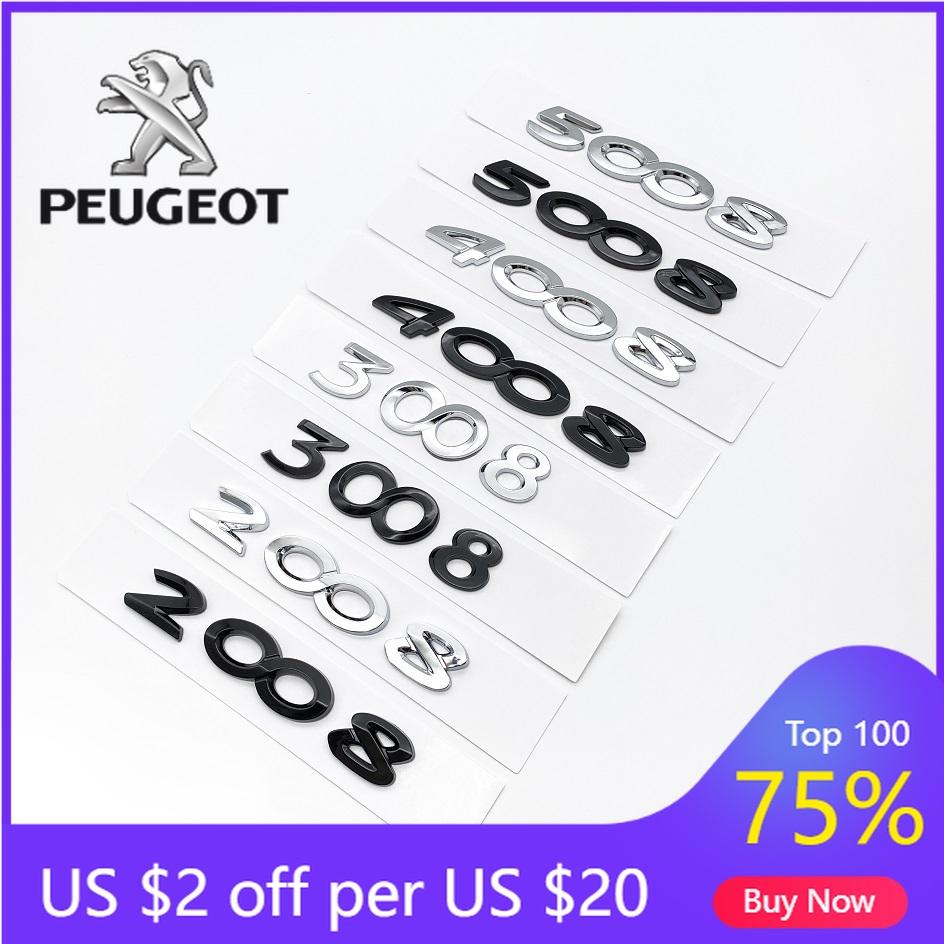 2026 Hot Car Sticker New Car Exterior Decoration Badge Stickers ABS 3D Chrome Black Letters Nameplate Emblem For Peugeot 2008 30