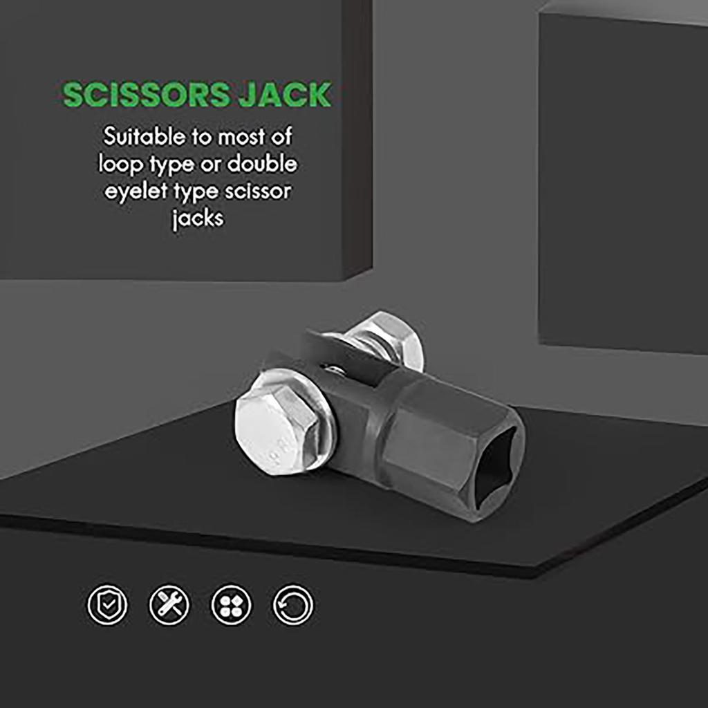 Adaptor pentru cric cu cheie tip foarfecă, adaptor pentru cheie tip burghiu din oțel crom-vanadiu pentru ridicarea mai ușoară a cricurilor tip foarfecă