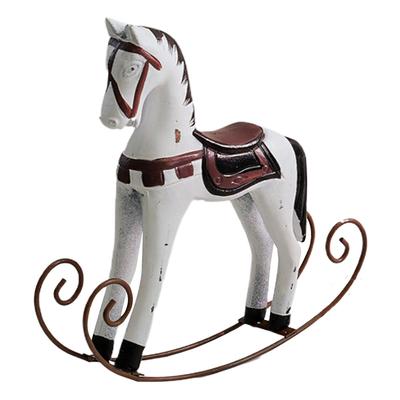NordicStyle Wooden Rocking Horse Ornaments Retro Rocking Horse Sculpture Auspicious Figurine Rocking Horse Desk Crafts