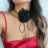 Retro Floral Fabric Choker with Tassel Necklace