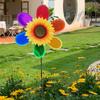Wind Spinners Outdoor Sunflower Reflective Pinwheel Colorful Rainbow Decor Bird Scare Device for Farm Lawn House Orchard Pool