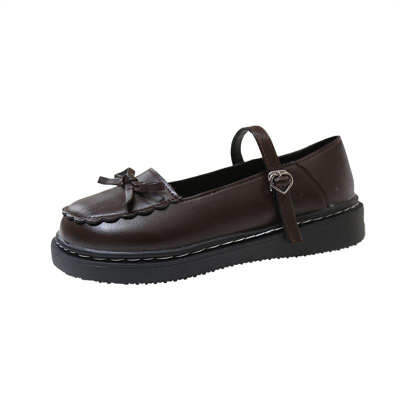 Butterfly Mary Jane Shoes  brown Retro uniform shoes loafers Summer Buckle Strap College Style jk small leather shoes