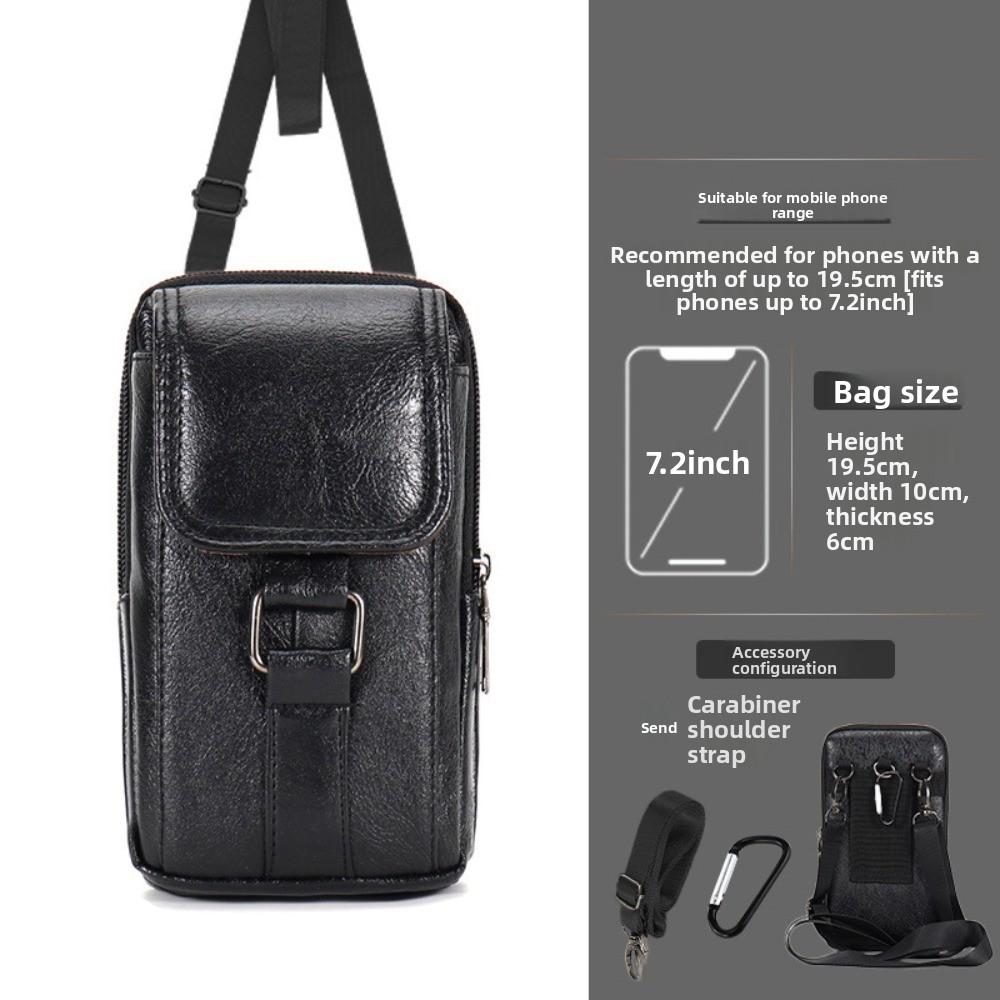 Double Layers Mobile Phone Pouch Large Capacity Phone Belt Hanging Pouch Phone Belt Clip Bag  Men