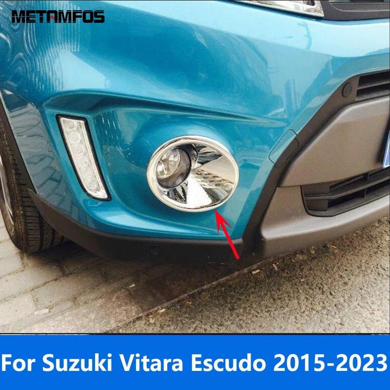 Front Fog Light Lamp Cover Trim For Suzuki Vitara Escudo 2015-  Chrome Foglight Protector Bezel Accessories Car Styling