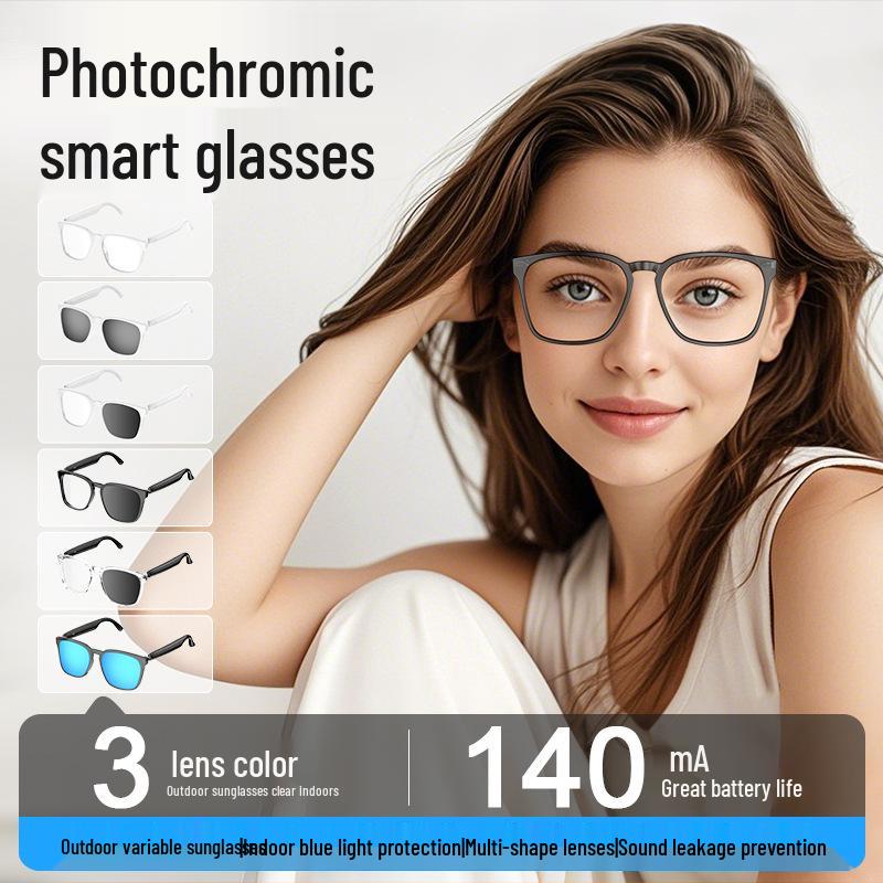 KI-gestützte photochrome Bluetooth-Smartbrille: Übersetzung, Multifunktionales Fahren, Drahtlose Audioübertragung.