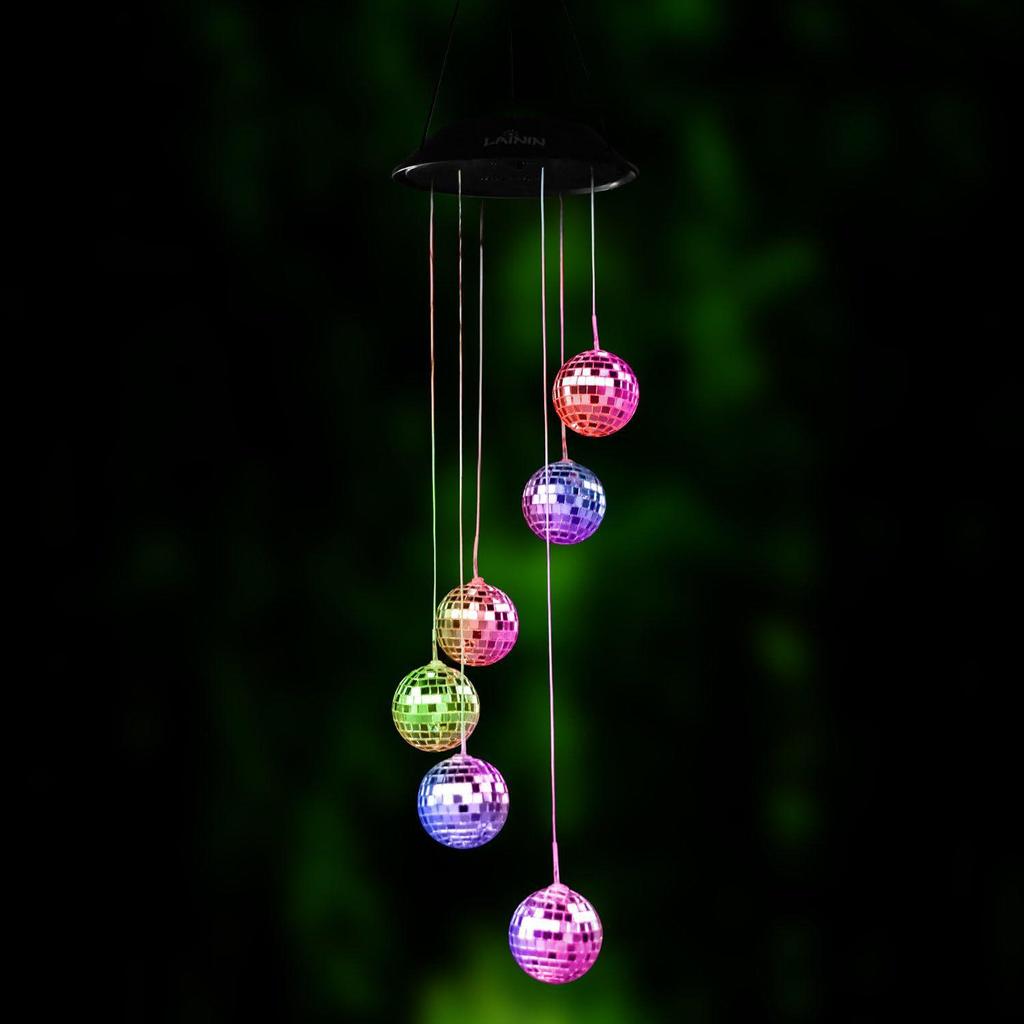 Solar Seven-Color Rose Wind Chime Lamp: Outdoor Courtyard Hanging Light for Halloween Decor
