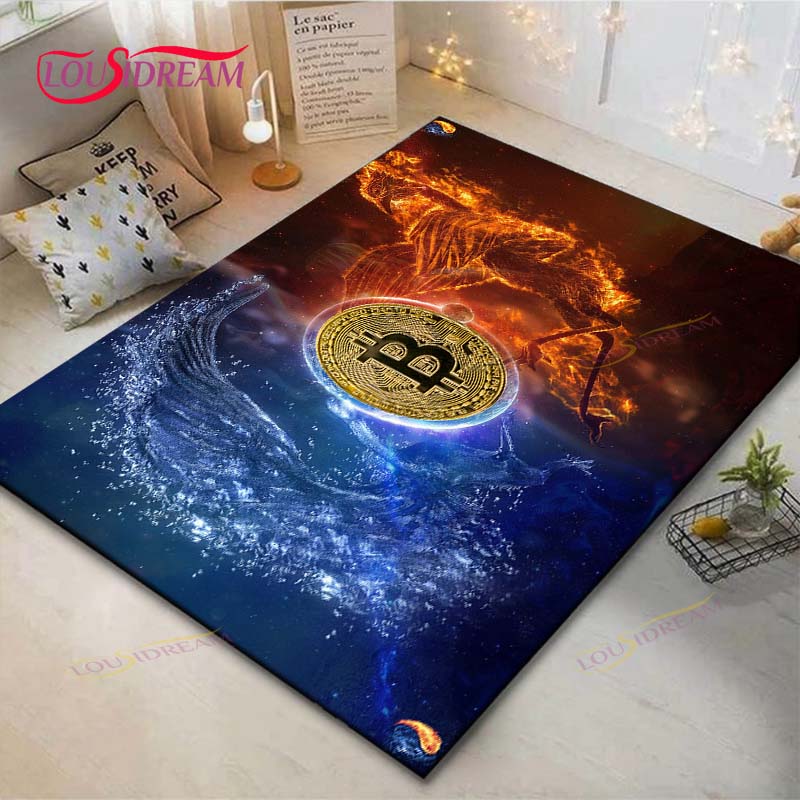 Hot Exquisite 3D Bitcoin BCT Printed Carpet Outdoor Rug Area Rug Non-slip Carpet Bedroom Decor Carpet for Room Gift