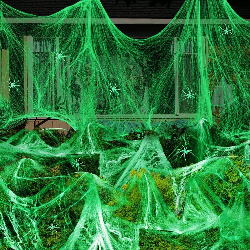 Spider Webs Halloween Decorations with Fake Spiders, Super Stretch Cobwebs for Halloween Indoor and Outdoor Party Sipplies