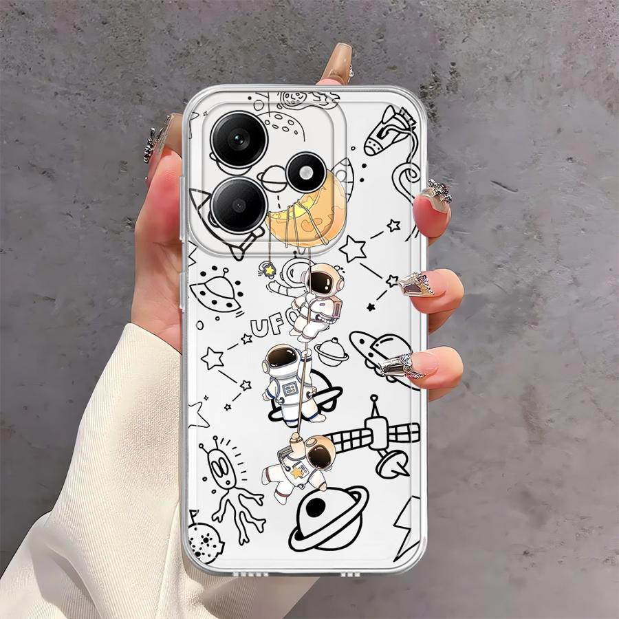 Cartoon Niedliche Astronauten Hülle für Xiaomi Redmi Note 14 Pro Plus 13C 14C A4 Note 13 11S 11 10S 9 10 12S 12 Weiche Handyhülle