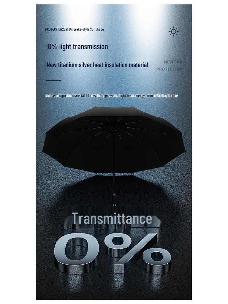 Windproof Black Glue Automatic 10-Rib Folding Umbrella - Sun Protection & Sunshade