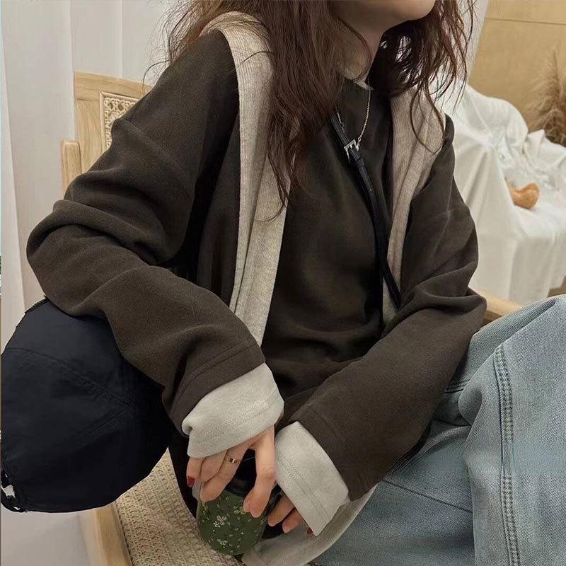 

Женский повседневный теплый свитшот с длинными рукавами в корейском стиле на осень/зиму 2024 L for 50-55 kg