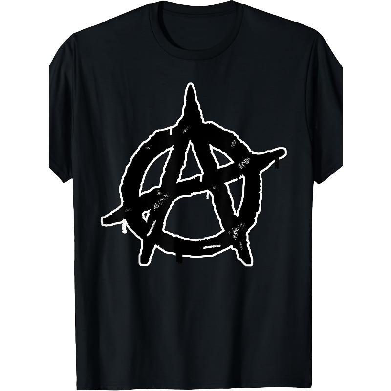 

European sizes Anarchy Anarchist Symbol - Distressed Rebel Grunge T-Shirt T-Shirt Same Style for Men Summer Short-sleeved Printed T-shirt 4XL чорний
