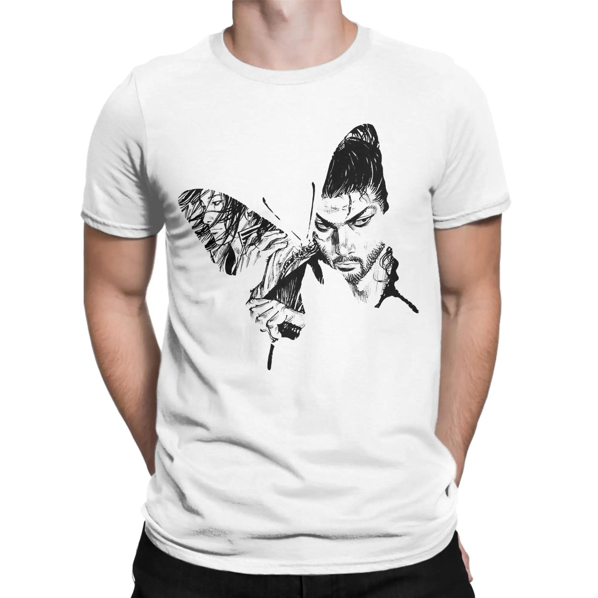 

Men s T-Shirt Butterfly Sasaki Kojiro And Musashi Miyamoto Hipster 100% Cotton Tee Shirt Short Sleeve Vagabond T Shirts Tops S чёрный