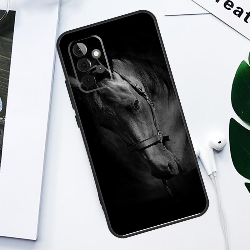 Black White Horse For Samsung Galaxy A52 A22 A32 A54 A34 A14 A55 A35 A15 A53 A33 A13 A05 A06 A16 Phone Case
