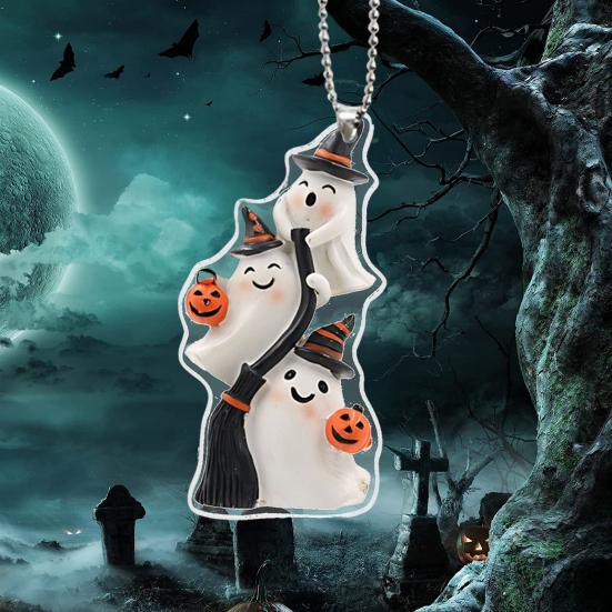 2/3/5/8/10Pcs Halloween Keychain Pendant 2D Spooky Ghost Pumpkin Design Acrylic Halloween Decoration Keychain Pendant