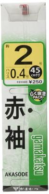Gamakatsu Red Sleeve Fishing Hook with Thread, Size 2 - 0.4mm Line