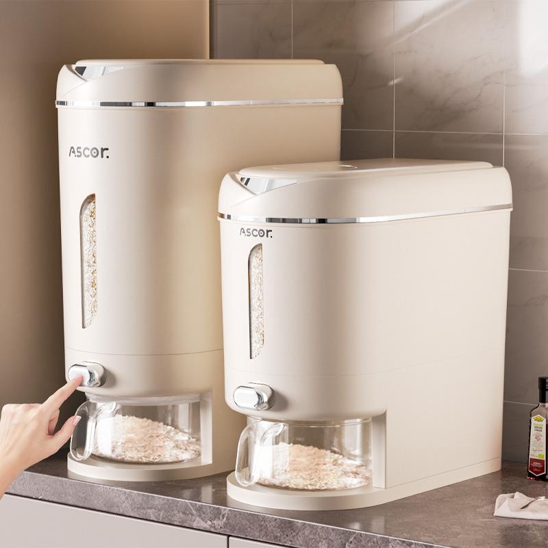 Cracked Rice Barrel Household Insect-Proof Moisture-Proof Sealed Rice Cylinder Food-Grade Storage Tank 20 Kg High-End Rice Box