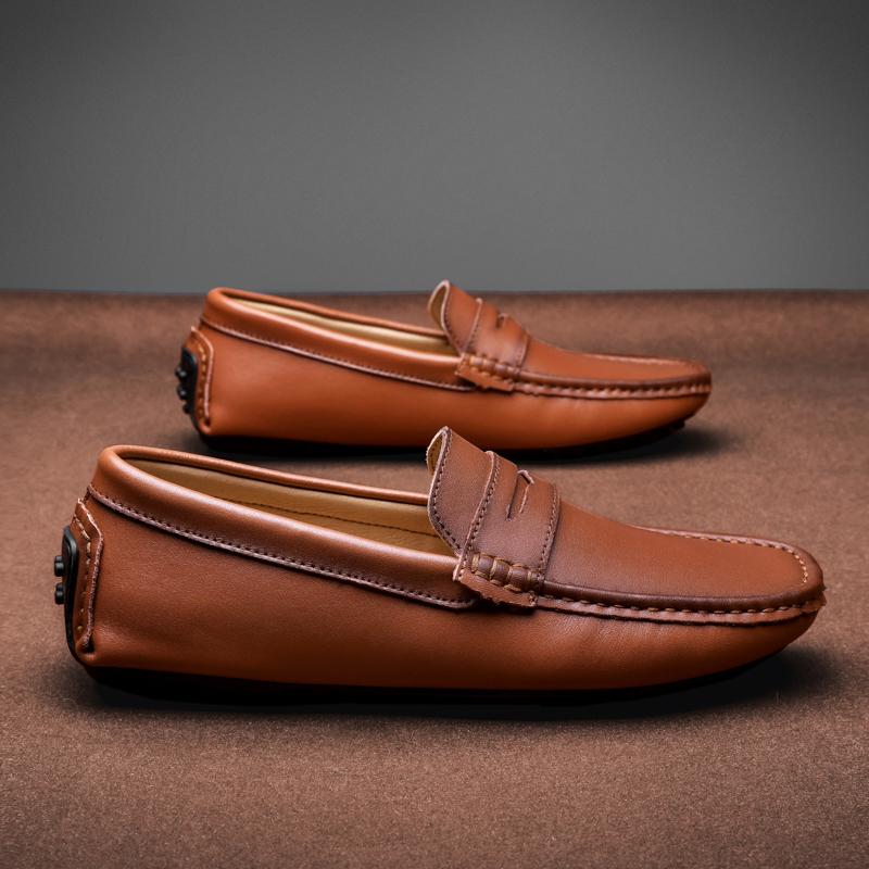 Zapatos de cuero genuino de talla grande, mocasines para hombre, zapatos casuales cómodos, mocasines planos para hombre, calzado para hombre