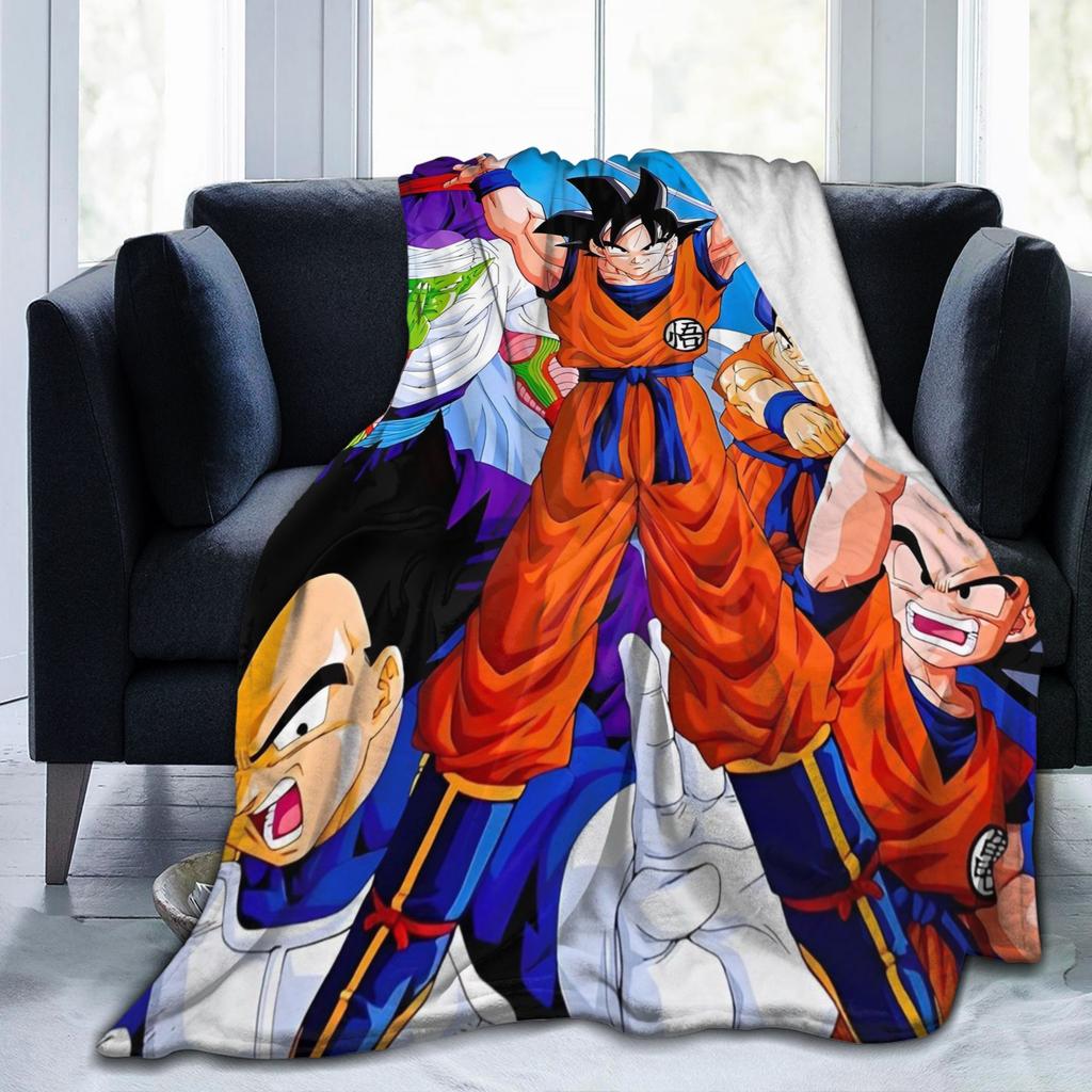Son Goku DBZ Blanket Flannel Summer Air Conditioning Anime Multi-function UltraSoft Throw Blanket for Bed Couch Plush Thin Quilt